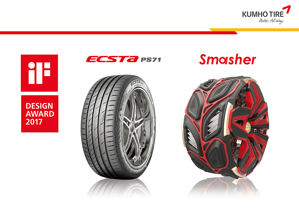 Los neumáticos Kumho Ecsta PS71 y el futurista prototipo Kumho ‘Smasher’, premios de diseño iF2017